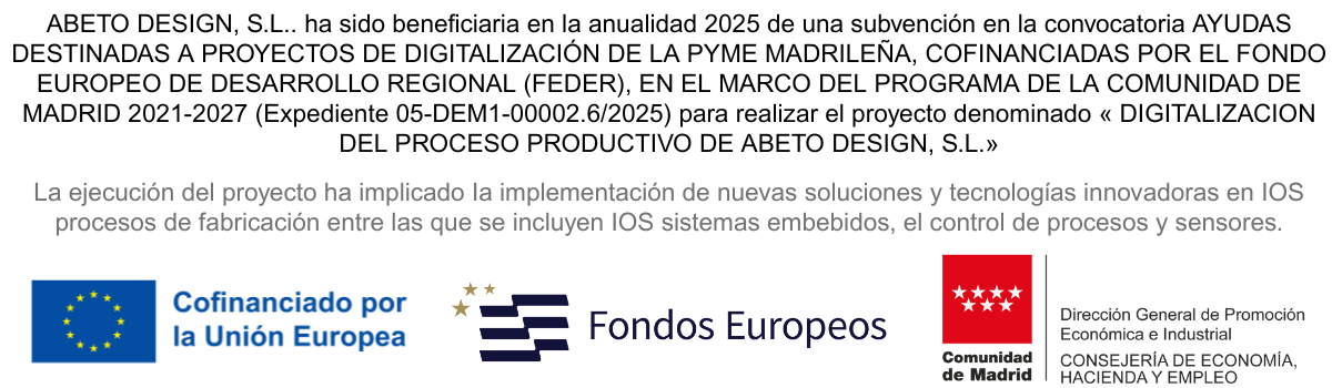 Subvención digitalización 2025 ABETO DESIGN, S.L. – FEDER y Comunidad de Madrid