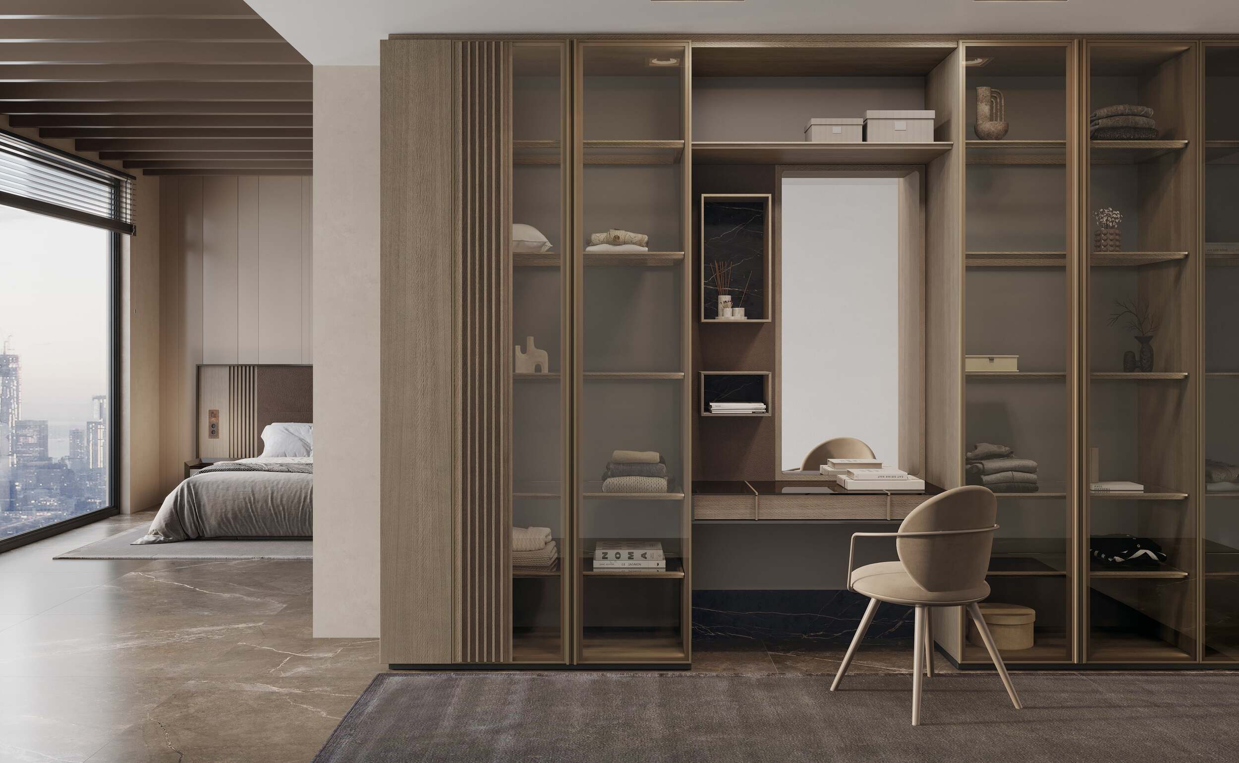 Armarios de lujo tocador nara | uecko — diseño esencial con cristal decorativo Armarios de lujo tocador nara de uecko: diseño esencial con cristal decorativo y superficies limpias