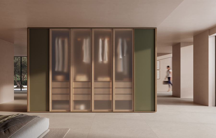 Cristal y porcelánico en el diseño de muebles Uecko
